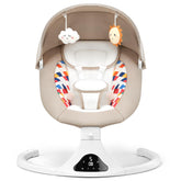 Feitiong baby swing beige seat with floral cushion for gentle soothing naps.