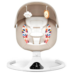 Feitiong baby swing beige seat with floral cushion for gentle soothing naps.