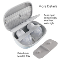 Fellibay wearable pump case open tray demonstrates removable divider for pumps.