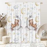 Felortte bear moon stars curtains panel close-up for nursery privacy and soft light