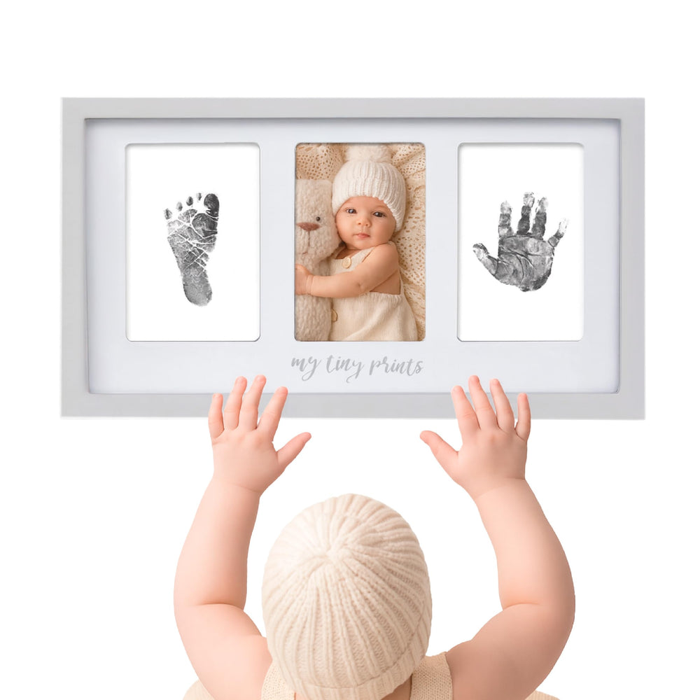 Felt Like Sharing Tiny Prints frame gray front view for timeless newborn keepsakes on display.