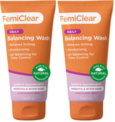 FemiClear Soothing Daily Wash bottle front view for gentle daily cleansing.