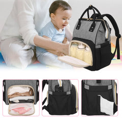 Femuar diaper bag backpack stroller attachment enables hands‑free outings.