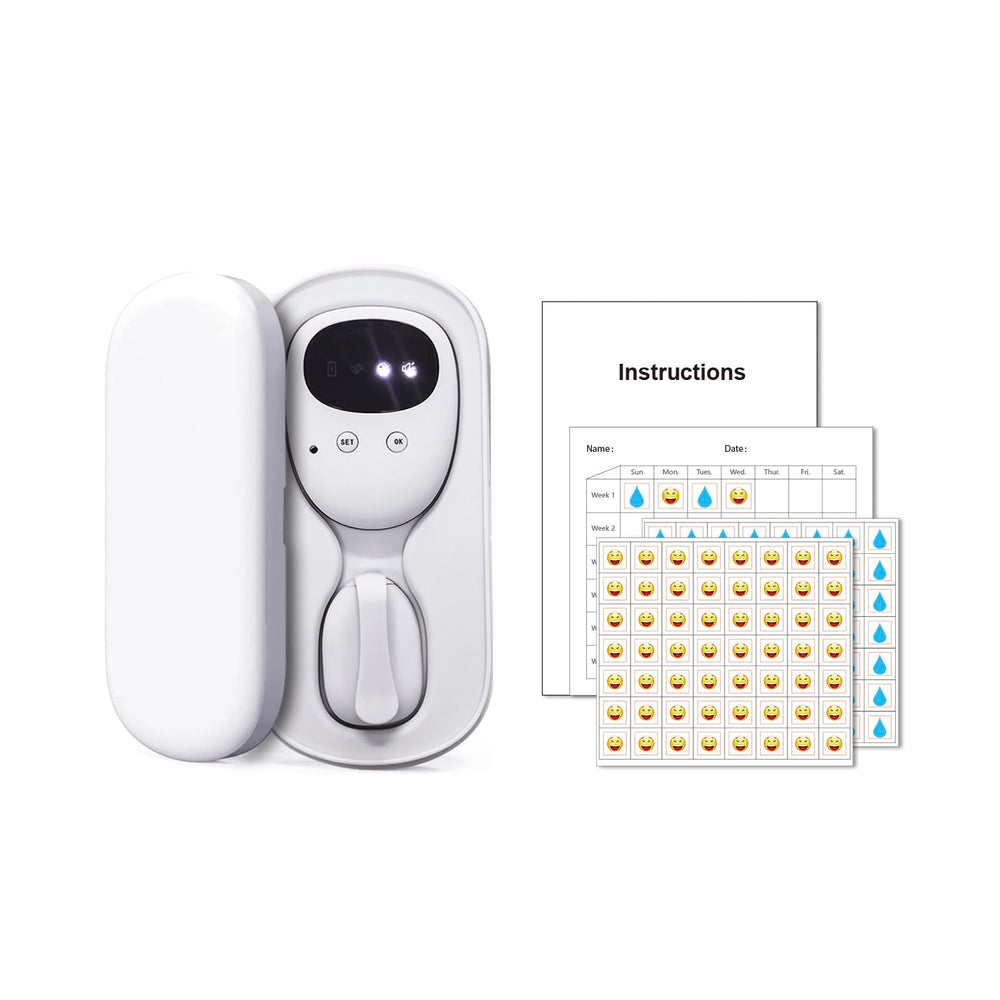 Fency bedwetting alarm transmitter enables wireless moisture detection for discreet training.