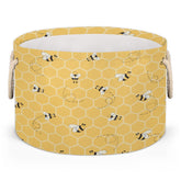FengQuGou cute yellow bee round basket with handles for toy organization