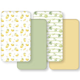 FIEMOL baby crib sheets with yellow-green lemon prints for cozy nap times.
