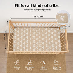 FIEMOL 3-pack crib sheets with double-stitched durability for everyday use