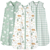 FIEMOL baby sleep sack 6-12m in green forest bear fabric for safe sleep