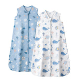 FIEMOL baby sleep sack with blue whale design provides gentle warmth for peaceful naps.