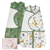 FIEMOL baby swaddle sleep sack with detachable wings for seasonal versatility.