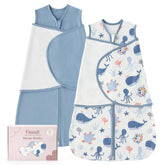 FIEMOL baby swaddle sleep sack blue whale pack 1: cozy bedtime wrap for calm nights