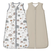 Fiemol sleep sack grey elephant, front view, soft and breathable for baby sleep