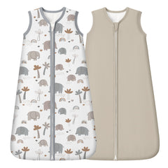 Fiemol sleep sack grey elephant, front view, soft and breathable for baby sleep