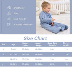 FIEMOL cotton sleeping sack grows with your baby across multiple sizes.
