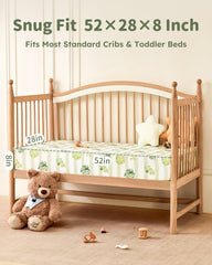 FIEMOL snug-fit crib sheets with full-around elastic for secure placement.