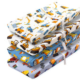 FIGEPO construction truck theme sheet provides cozy, breathable comfort for infants.
