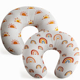 FIGEPO muslin nursing pillow cover with sun print for daily feeding.