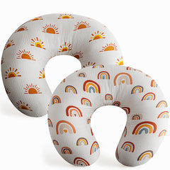 FIGEPO muslin nursing pillow cover with sun print for daily feeding.