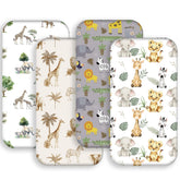 FIGEPO Safari Animals sheets with playful jungle design for crib or bassinet use.