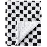 FIGEPO Soft Checkered Baby Blanket front view highlights cozy corduroy warmth for all seasons.