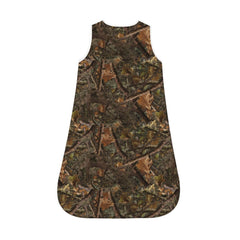 Back view of the Figtihw camo blanket shows a cozy, snug fit.