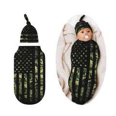 Figtihw camo flag swaddle blanket folded, soft fabric for newborn comfort