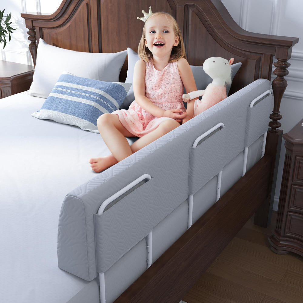 FigTime bed bumper assembly shows sturdy L-shaped brackets for stability.