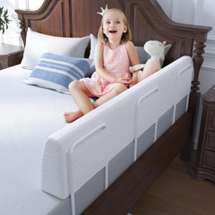 FigTime bed bumper foam rail in assembly view showing easy setup and extra safety.