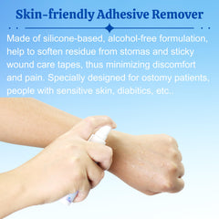 Filigan spray mist application shows controlled adhesive removal.
