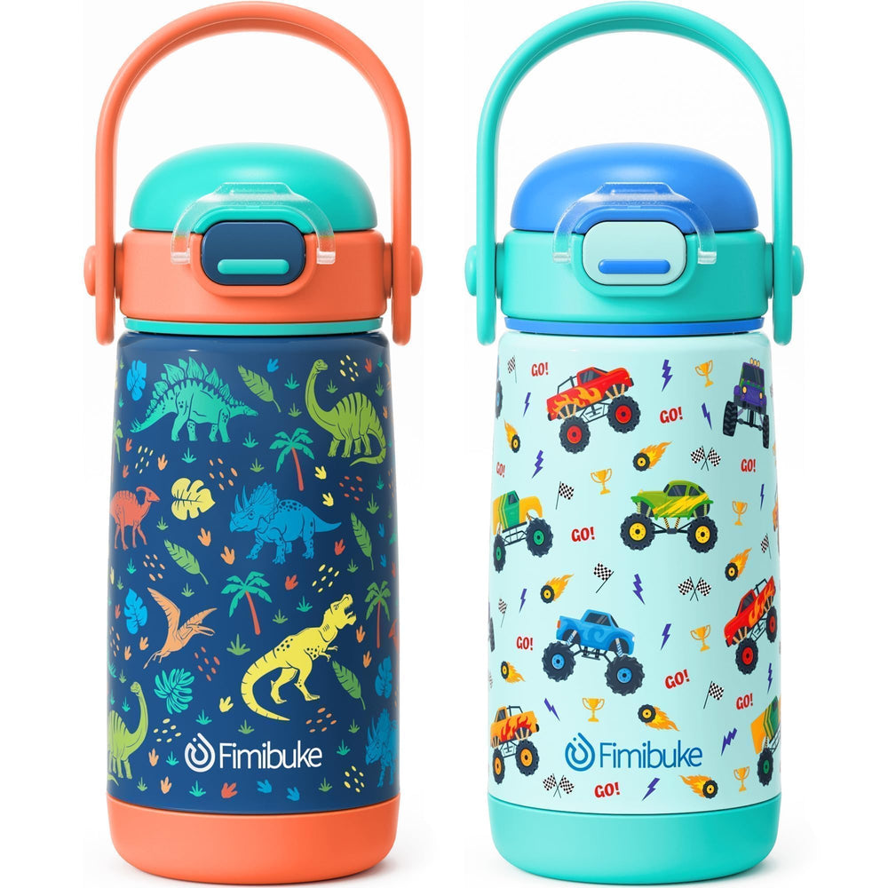 Fimibuke Kids bottle with push-button lid for easy sipping on the go.