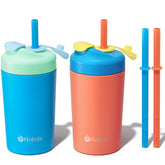 Fimibuke spill-proof cup with straw in action for mess-free toddler sips