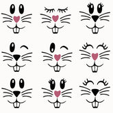 Finduat Easter bunny face decal sheet closeup for easy crafting and decorating.
