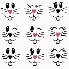 Finduat Easter bunny face decal sheet closeup for easy crafting and decorating.