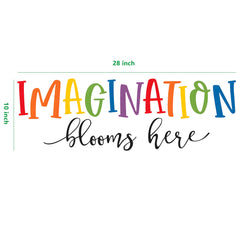 Finduat Imagination Blooms Here decal close-up vinyl detail shows durability.