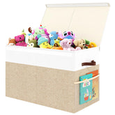 Fineonly large toy storage box with lid showing tidy playroom organization and easy access