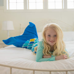 Fin Fun kids blanket with reinforced double-stitched seams for durability.