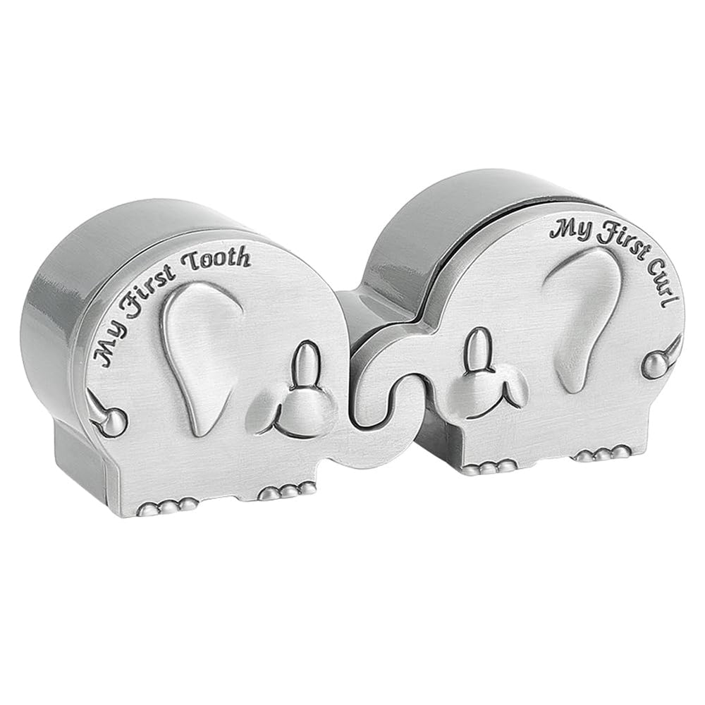 FINGERINSPIRE elephant keepsake box front view, antique silver finish for curled memories.