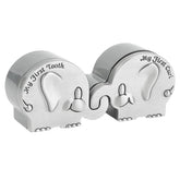 FINGERINSPIRE elephant keepsake box front view, antique silver finish for curled memories.