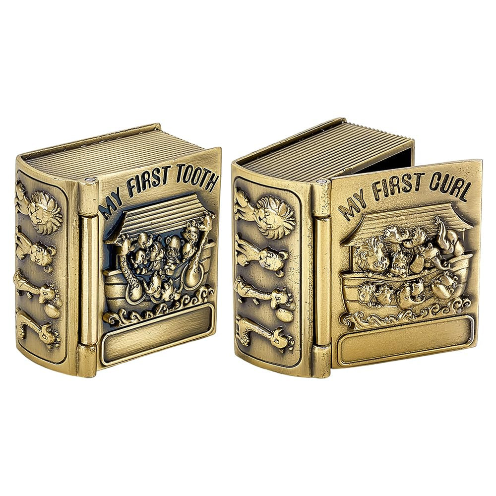 FINGERINSPIRE first curl keepsake box in antique bronze protects memories