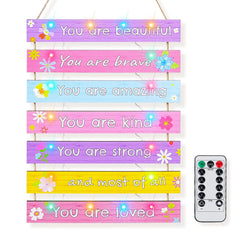 FIOBEE wooden wall panel decor with inspirational sayings for teen rooms.