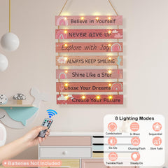 FIOBEE packaging shows contents: wall art, LED light, remote.