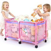 FIOBEE stuffed animal storage box with see-through mesh keeps toys visible and organized for quick tidying.