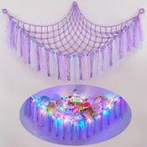 Fiobee stuffed animals hammock with LED light provides cozy night-time organization for nurseries.
