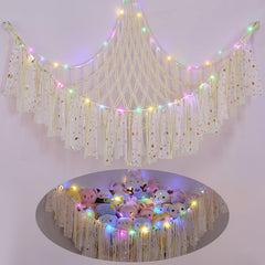 FIOBEE stuffed animals hammock with LED light brightens a nursery while organizing plush toys