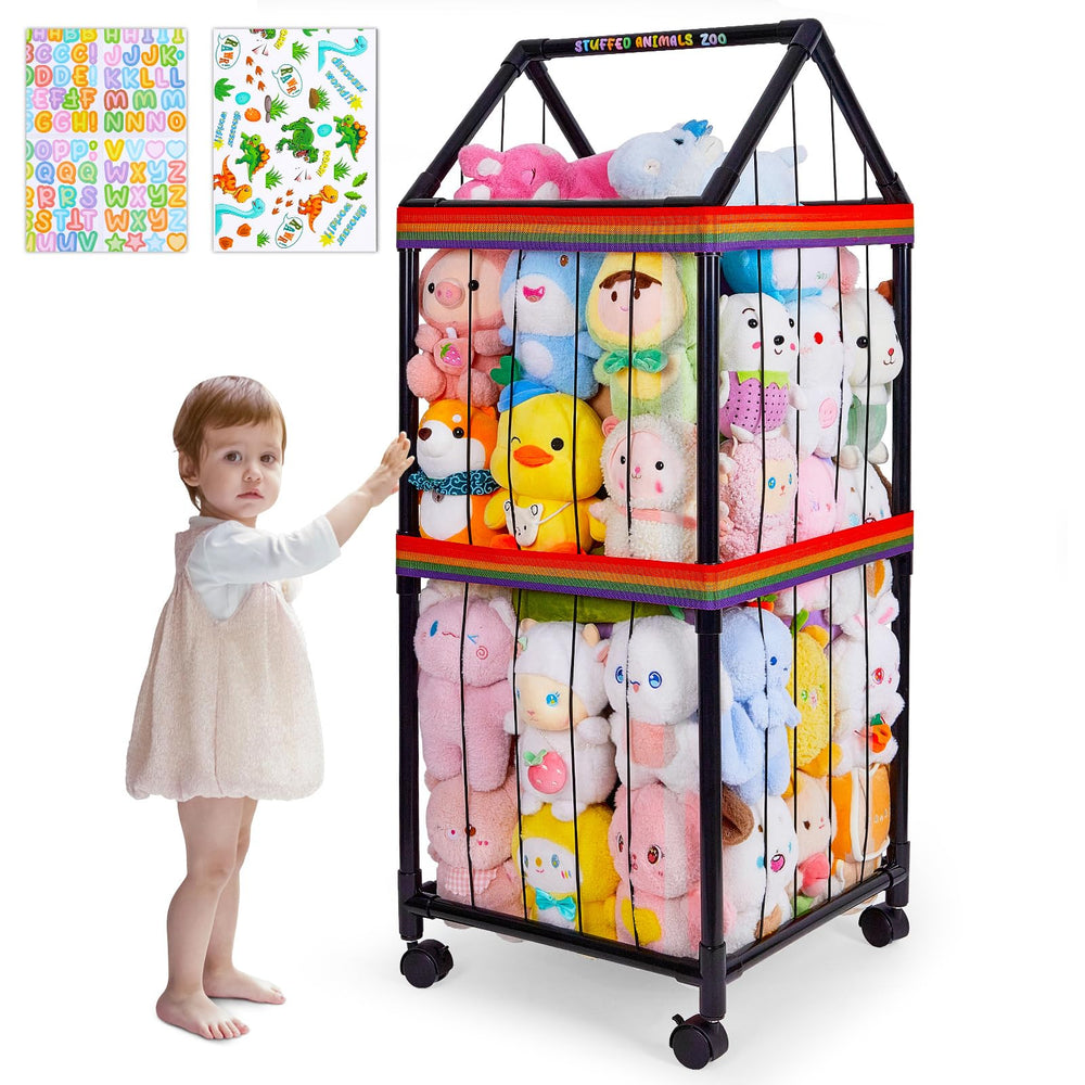 Fiobee stuffed animals storage with house design keeps toys tidy and playful