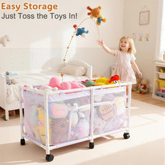 FIOBEE toy chest with 360-degree wheels for easy mobile cleanup.