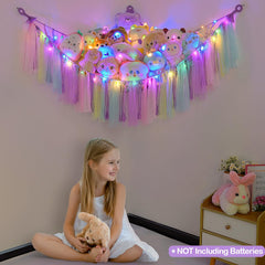 FIOBEE wall-hanging toy hammock organizes plush toys while saving floor space.