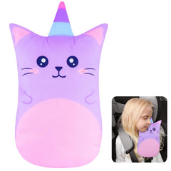 FIODAY seatbelt covers with dinosaur design offer cozy head support for kids on car trips.