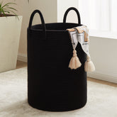 Fiona's Magic woven rope laundry basket full view with 58L capacity