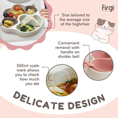 Firgi Meow five-compartment layout separates foods easily.